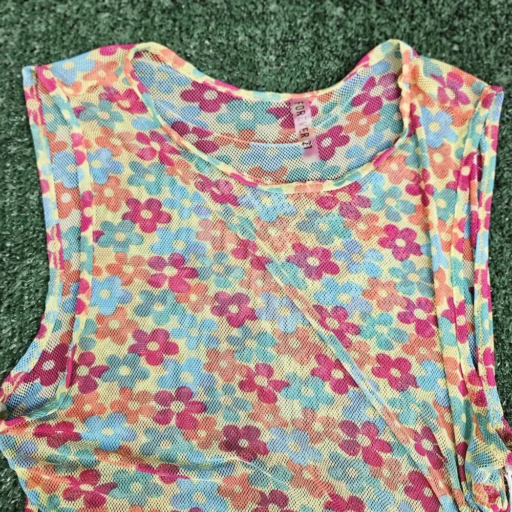 NWT Forever 21 Cover up Dress Womens L Floral Slit Open Side